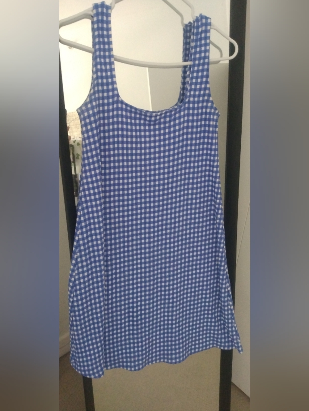 Blue and White Gingham Sleeveless Dress